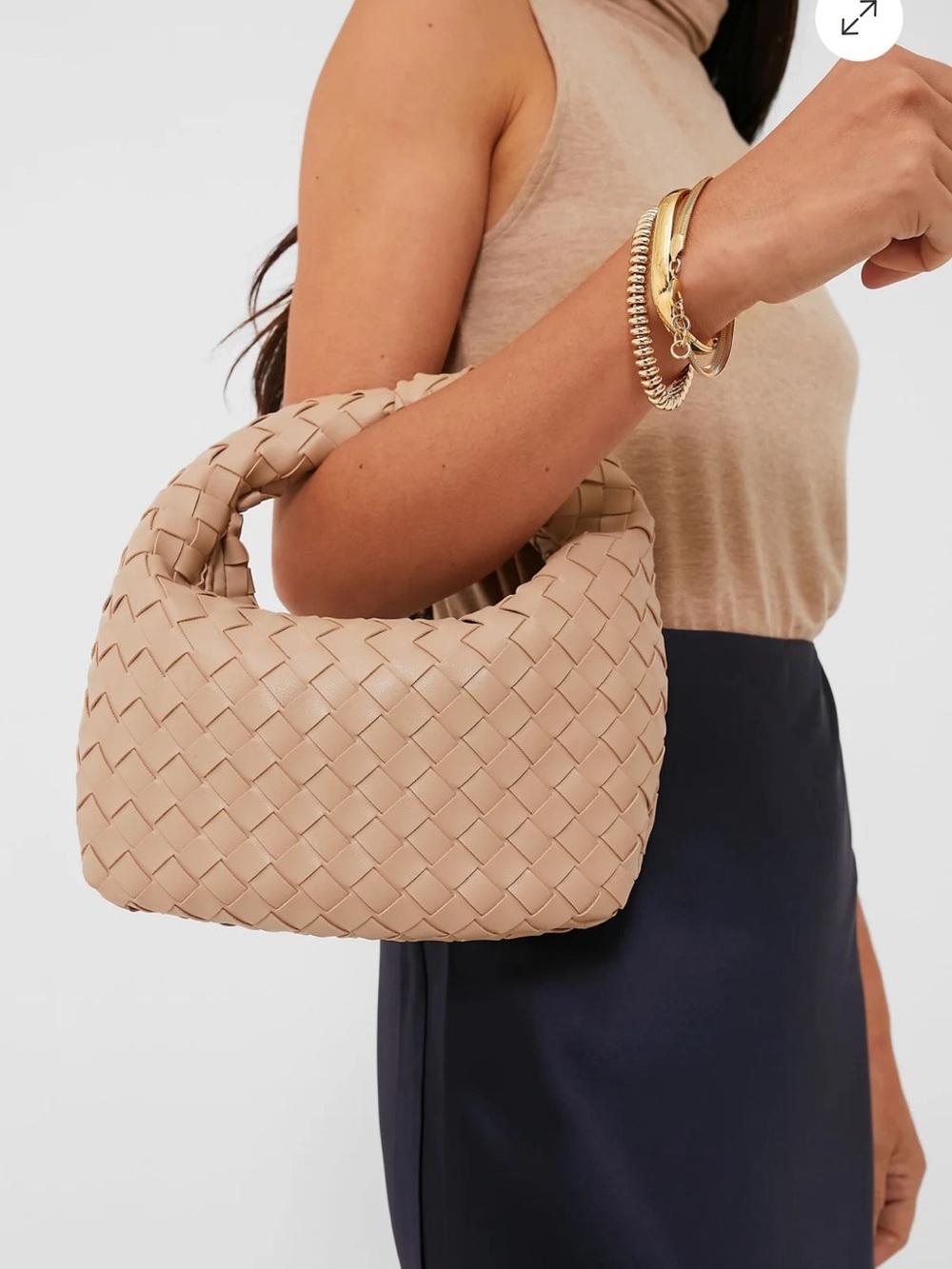 Tuckernuck Woven Knot-Handle Hobo Bag - Tan - Picture 2 of 8